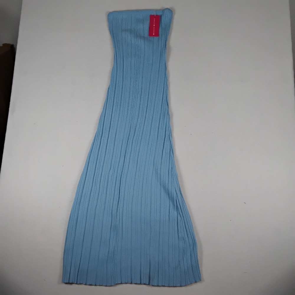 Beginning Boutique Womens US 2 Blue Ribbed Knit Strapless Maxi Dress NWT Bodycon